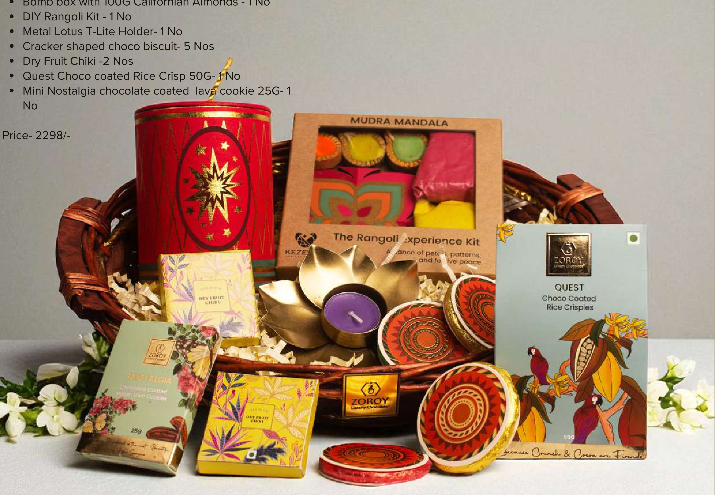 Festive Gift Basket with Chocolates and Rangoli Kit